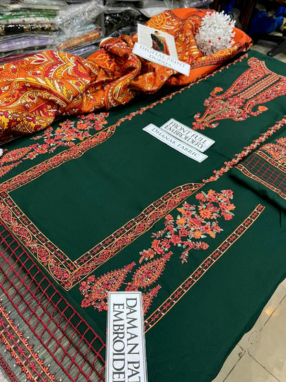 DFW-1226 Hussain Rehar Embroidery 3PC Dhanak Suit