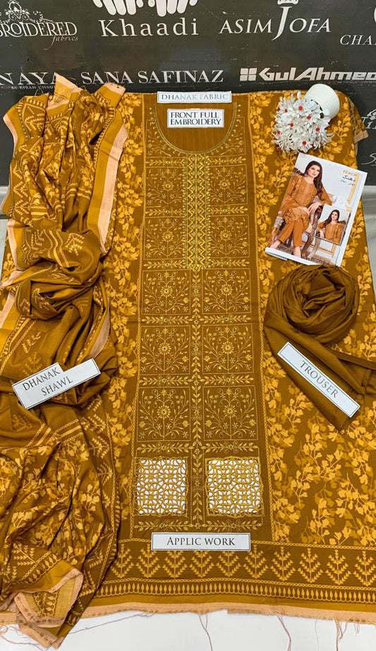 DFW-962 BJ Textile Heavy Embroidery 3PC Dhanak Suit