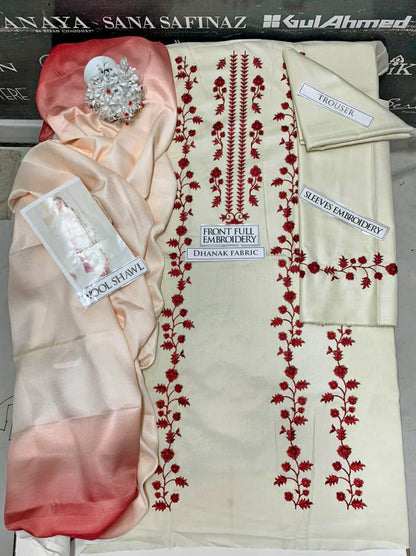 DFW-1173 Zarif Embroidery 3PC Dhanak Suit