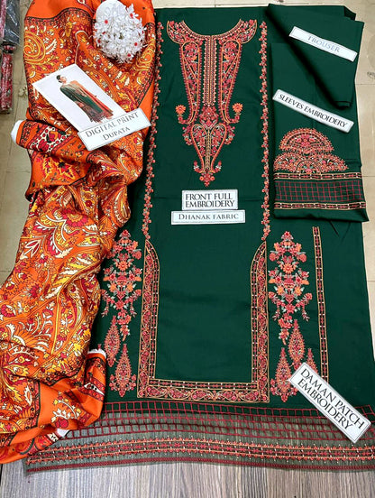 DFW-1226 Hussain Rehar Embroidery 3PC Dhanak Suit