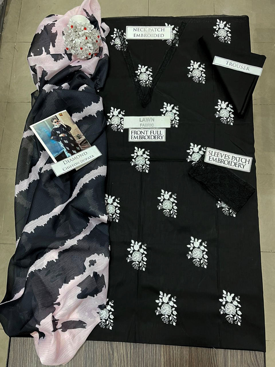 DFW-1283 Hussain Rehar Embroidery 3PC Lawn Suit