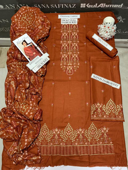DFW-1065 Bareeze Embroidery 3PC Dhanak Suit