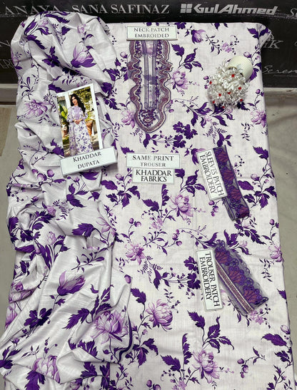 DFW-1104 Aneelas Embroidery 3PC Khaddar Suit