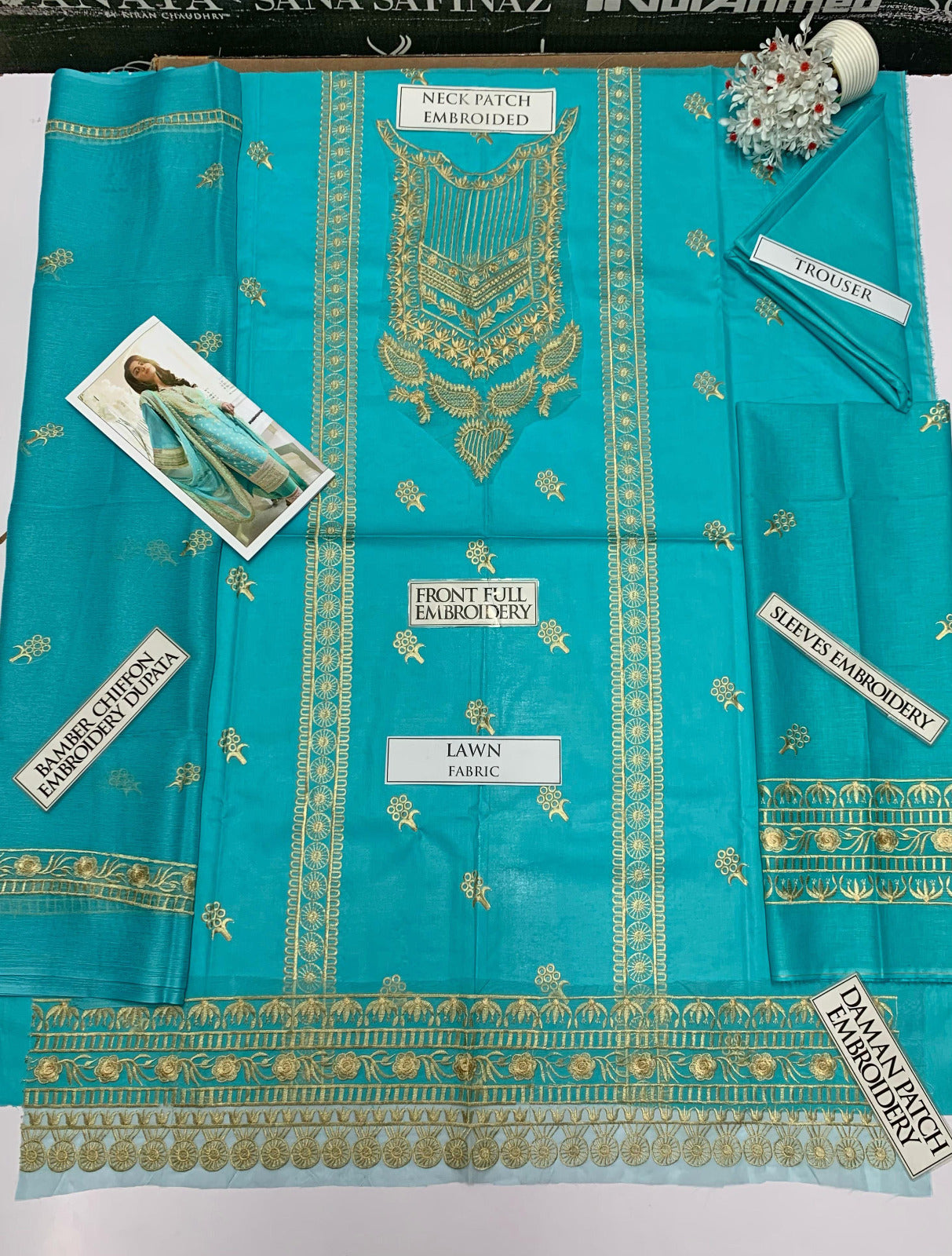 DFW-607 Maria B Heavy Embroidery 3Pc Lawn Suit