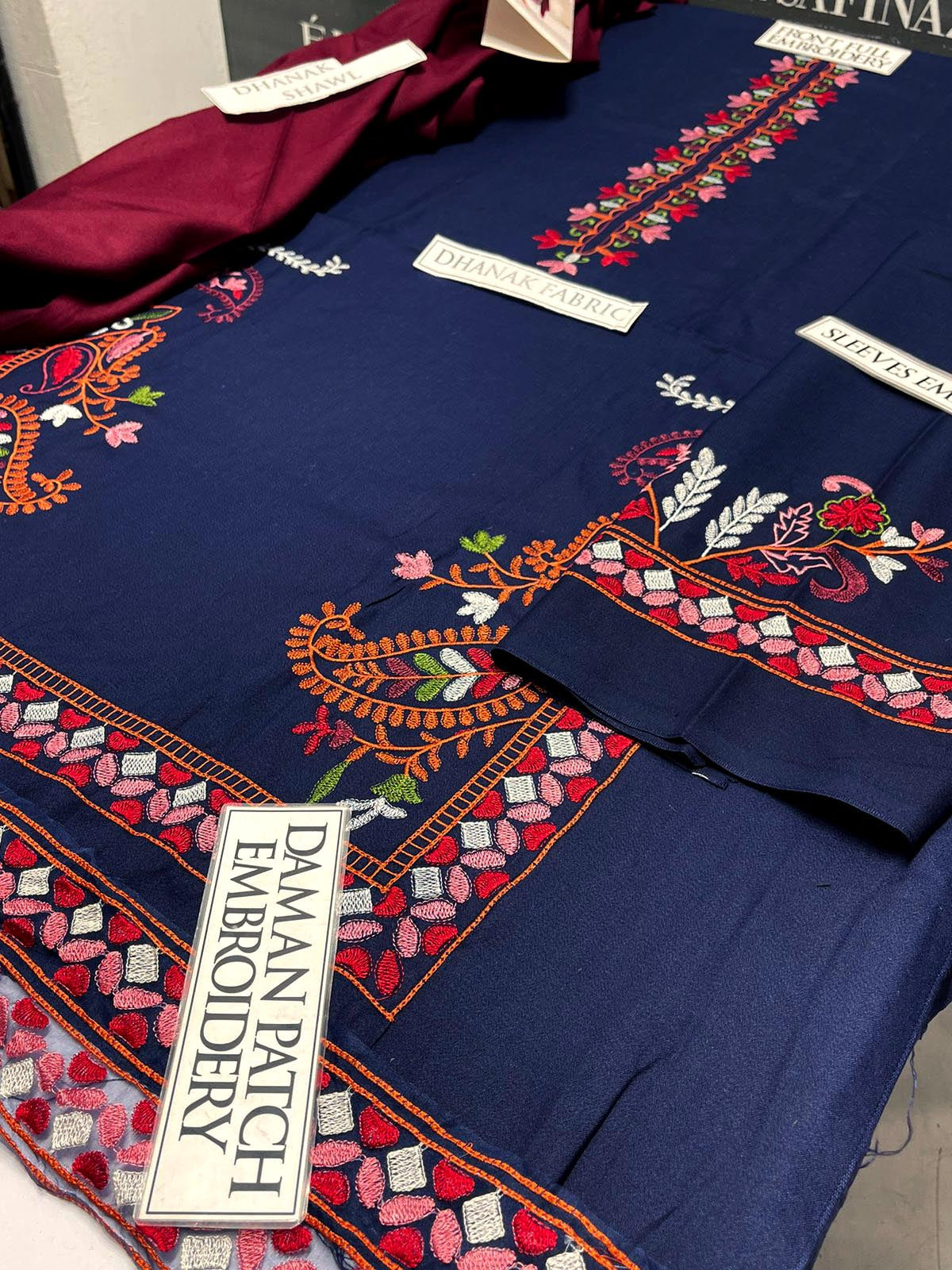 DFW-989 Jazmin Heavy Embroidery 3PC Dhanak Suit