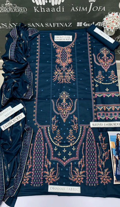 DFW-891 Qalamkar Heavy Embroidery 3PC Dhanak Suit