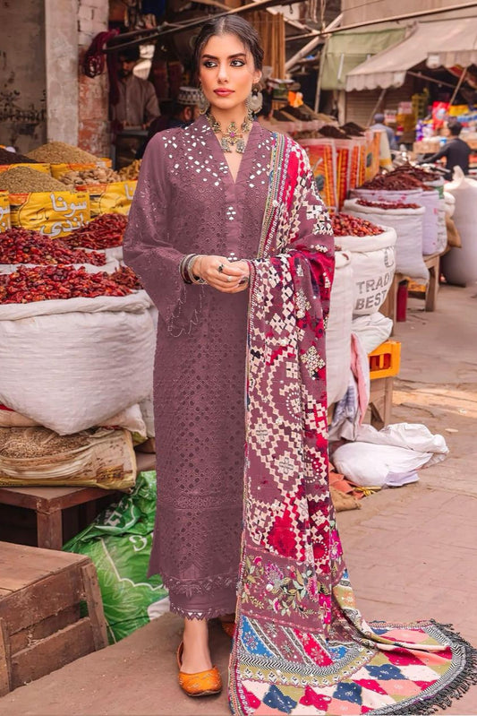 DFW-491 Nureh Heavy Embroidery 3Pc Lawn Suit