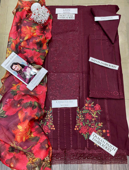 DFW-1336 Imrozia Embroidery 3PC Lawn Suit