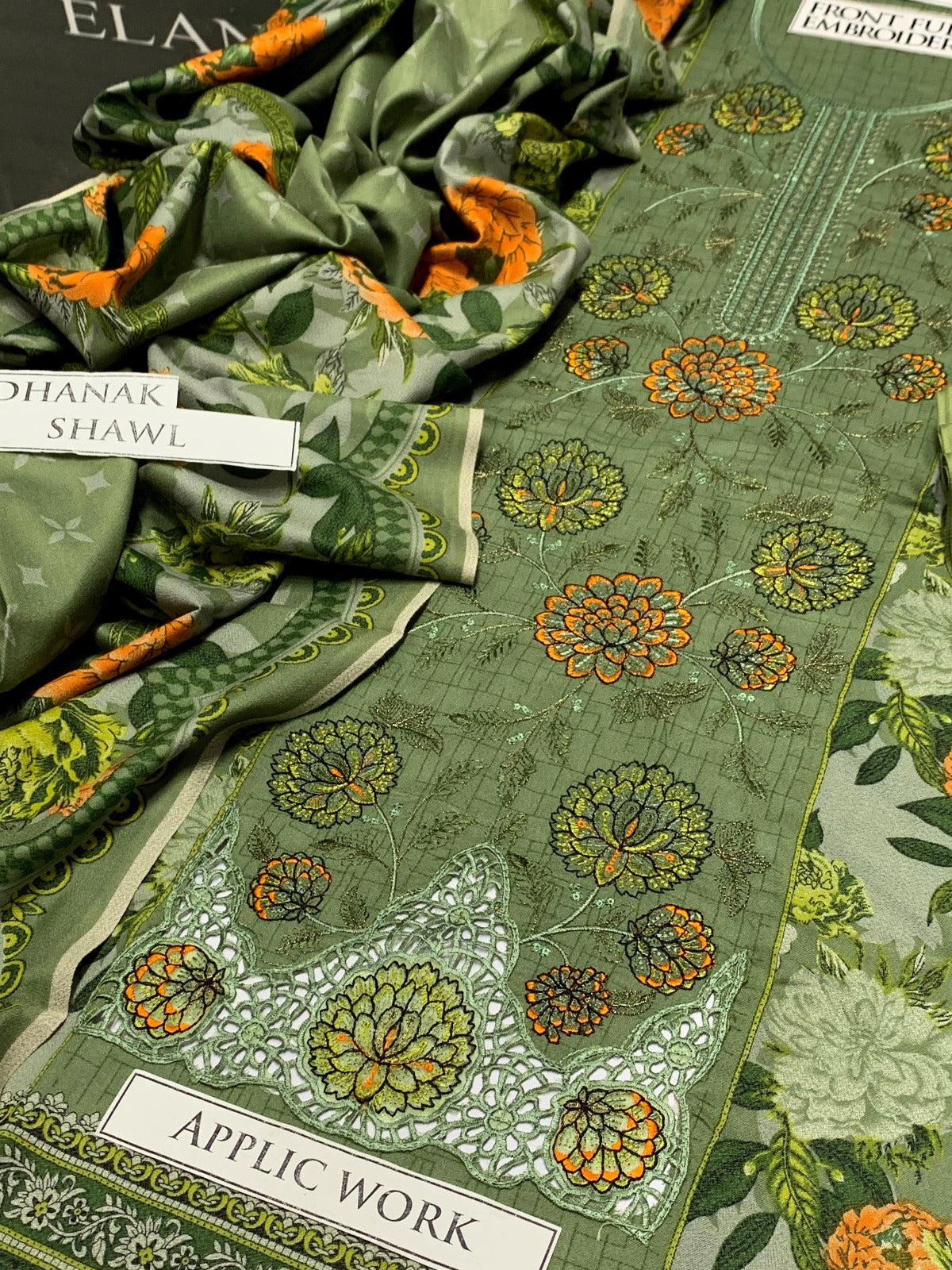 DFW-964 BJ Textile Heavy Embroidery 3PC Dhanak Suit