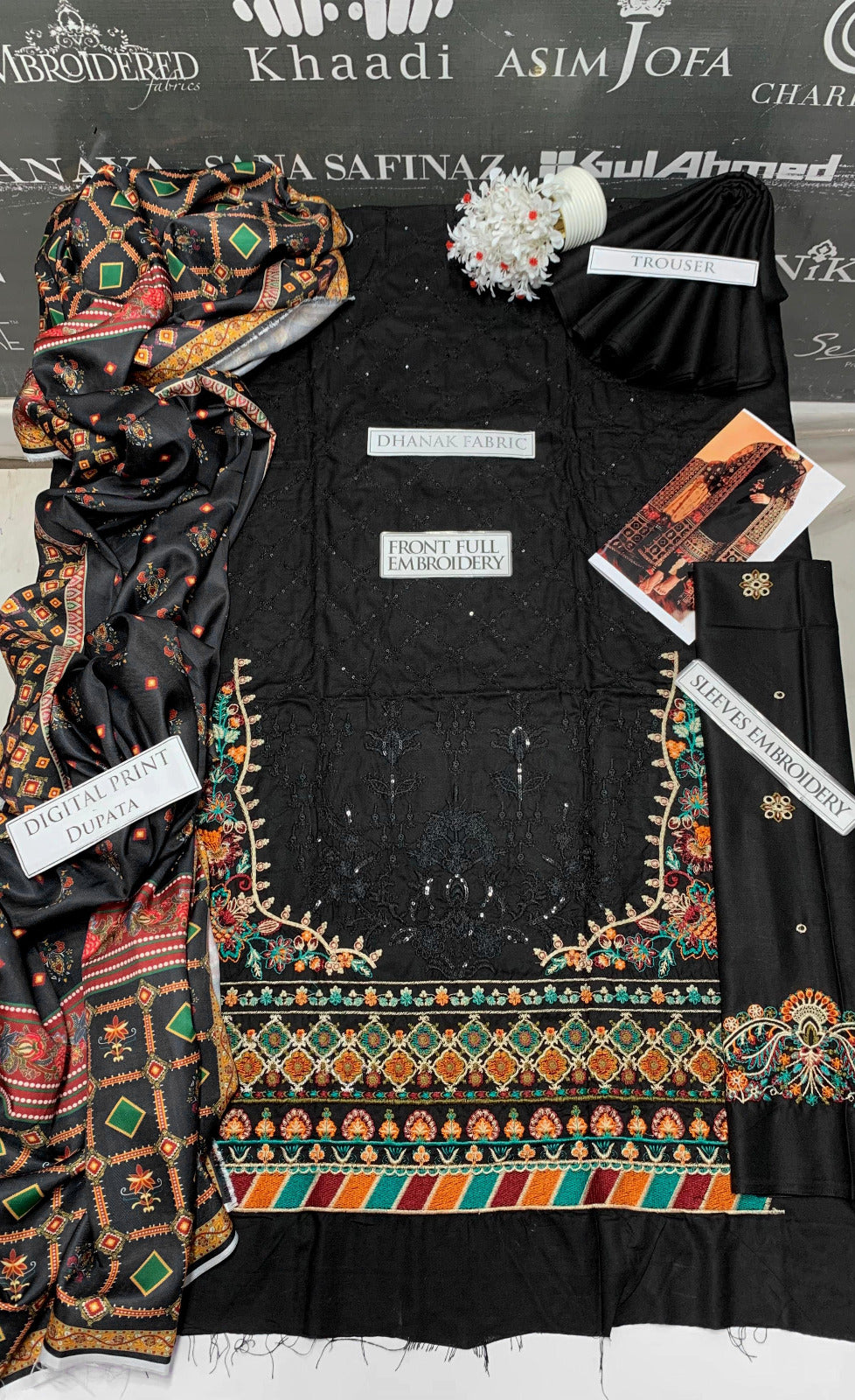 DFW-878 Baroque Heavy Embroidery 3PC Dhanak Suit
