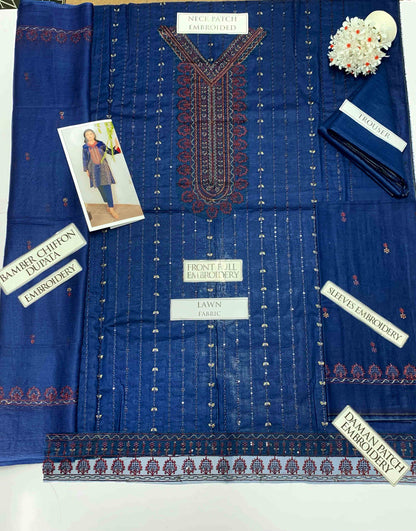 DFW-617 Maria B Heavy Embroidery 3Pc Lawn Suit