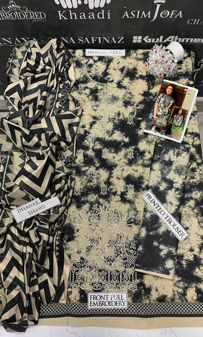 DFW-965 BJ Textile Heavy Embroidery 3PC Dhanak Suit