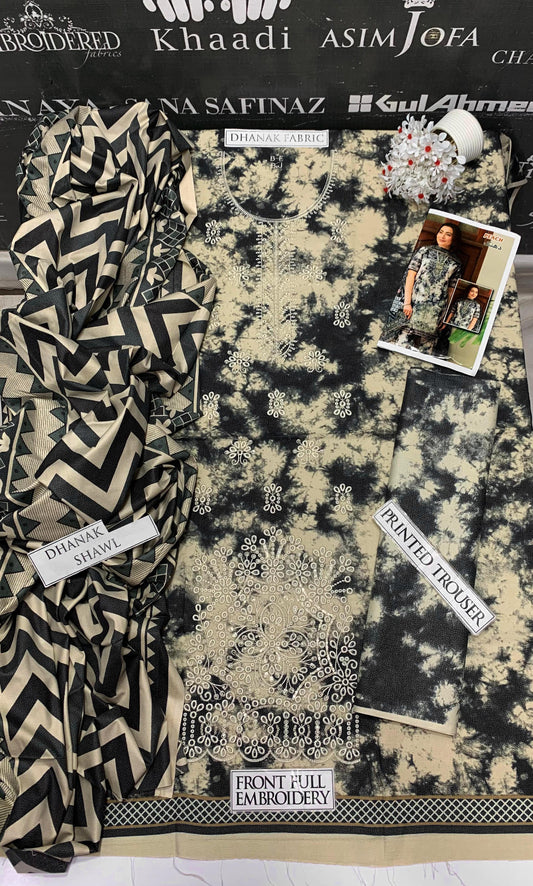 DFW-965 BJ Textile Heavy Embroidery 3PC Dhanak Suit