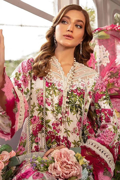 DFW-157 Maria B Heavy Embroidered 3Pc Lawn Dress