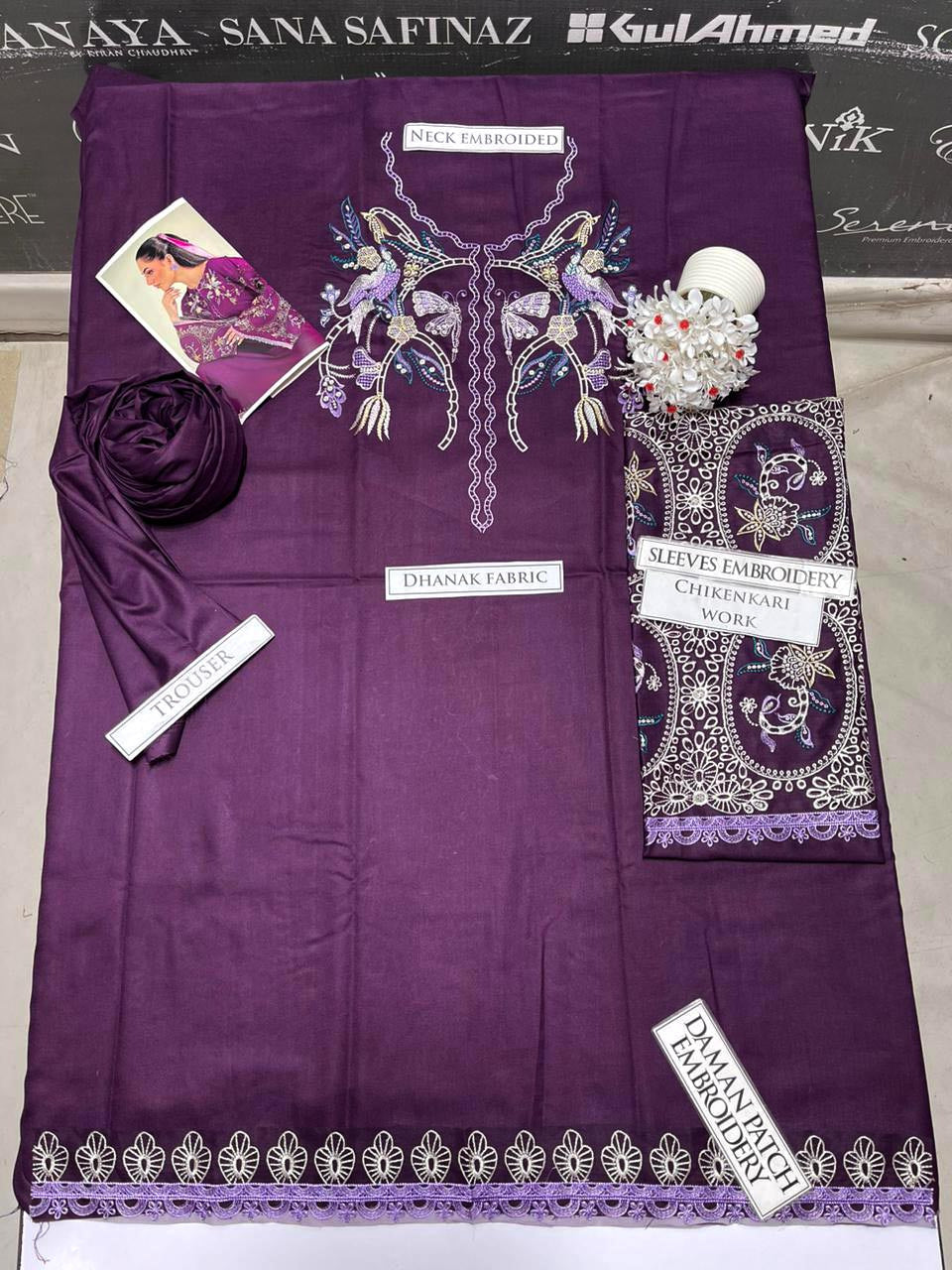 DFW-1077 Vanya Embroidery 2PC Dhanak Suit