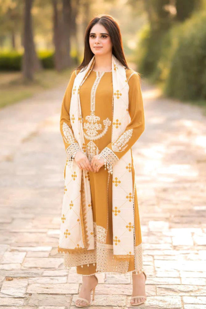 DFW-1001 A Sling Embroidery 3PC Dhanak Suit