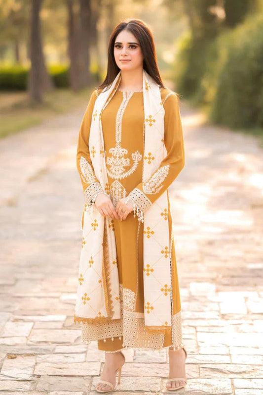 DFW-1001 A Sling Embroidery 3PC Dhanak Suit