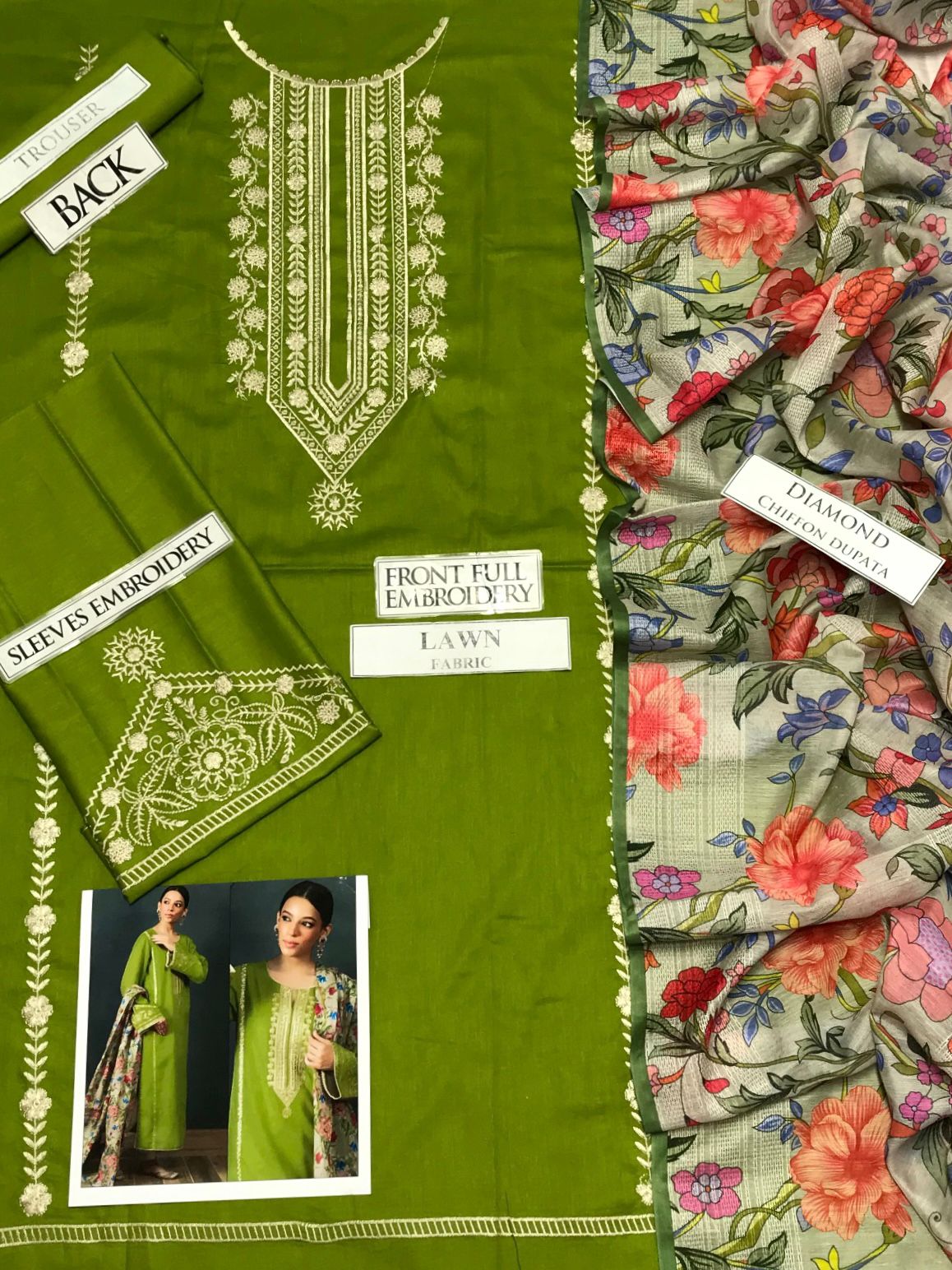 DFW-530 Batik Heavy Embroidery 3Pc Lawn Suit