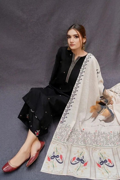 DFW-879 Beechtree Heavy Embroidery 3PC Linen Suit