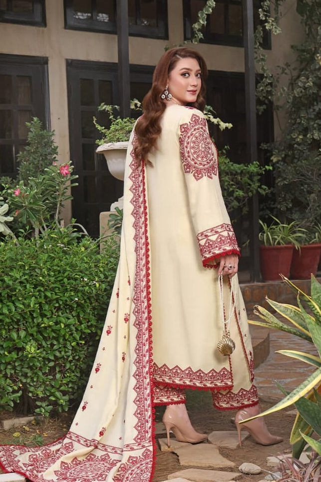 DFW-1051 Aneelas Embroidery 3PC Dhanak Suit
