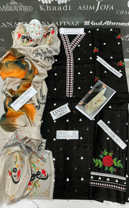 DFW-879 Beechtree Heavy Embroidery 3PC Linen Suit