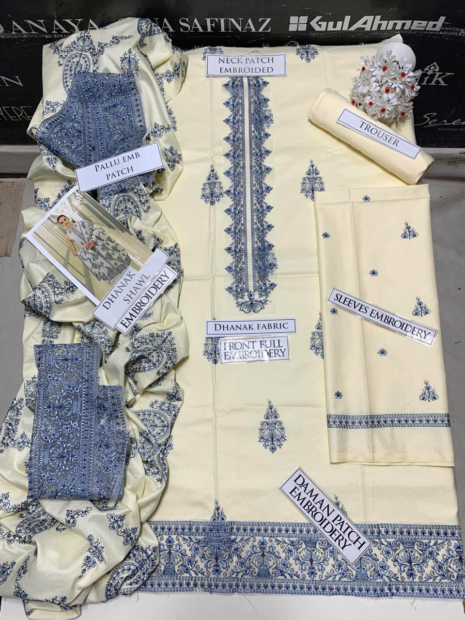DFW-1066 Bareeze Heavy Embroidery 3PC Dhanak Suit