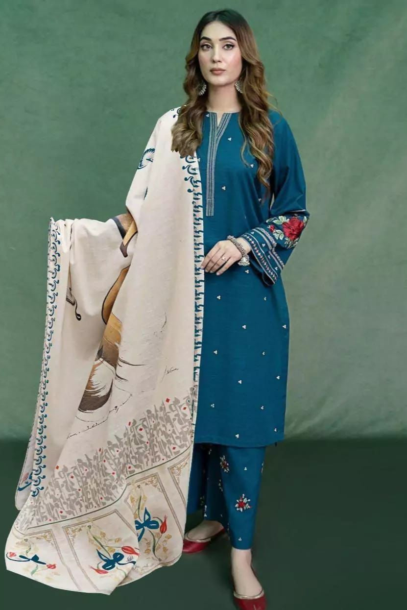 DFW-880 Beechtree Heavy Embroidery 3PC Linen Suit
