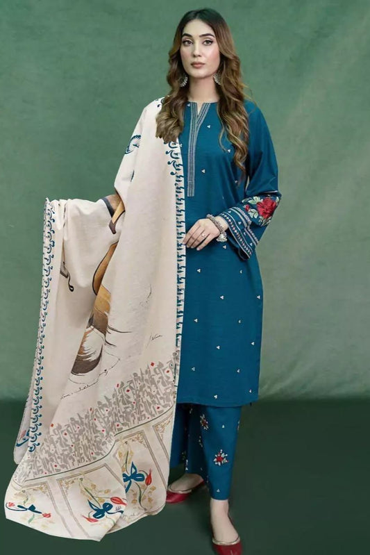 DFW-880 Beechtree Heavy Embroidery 3PC Linen Suit