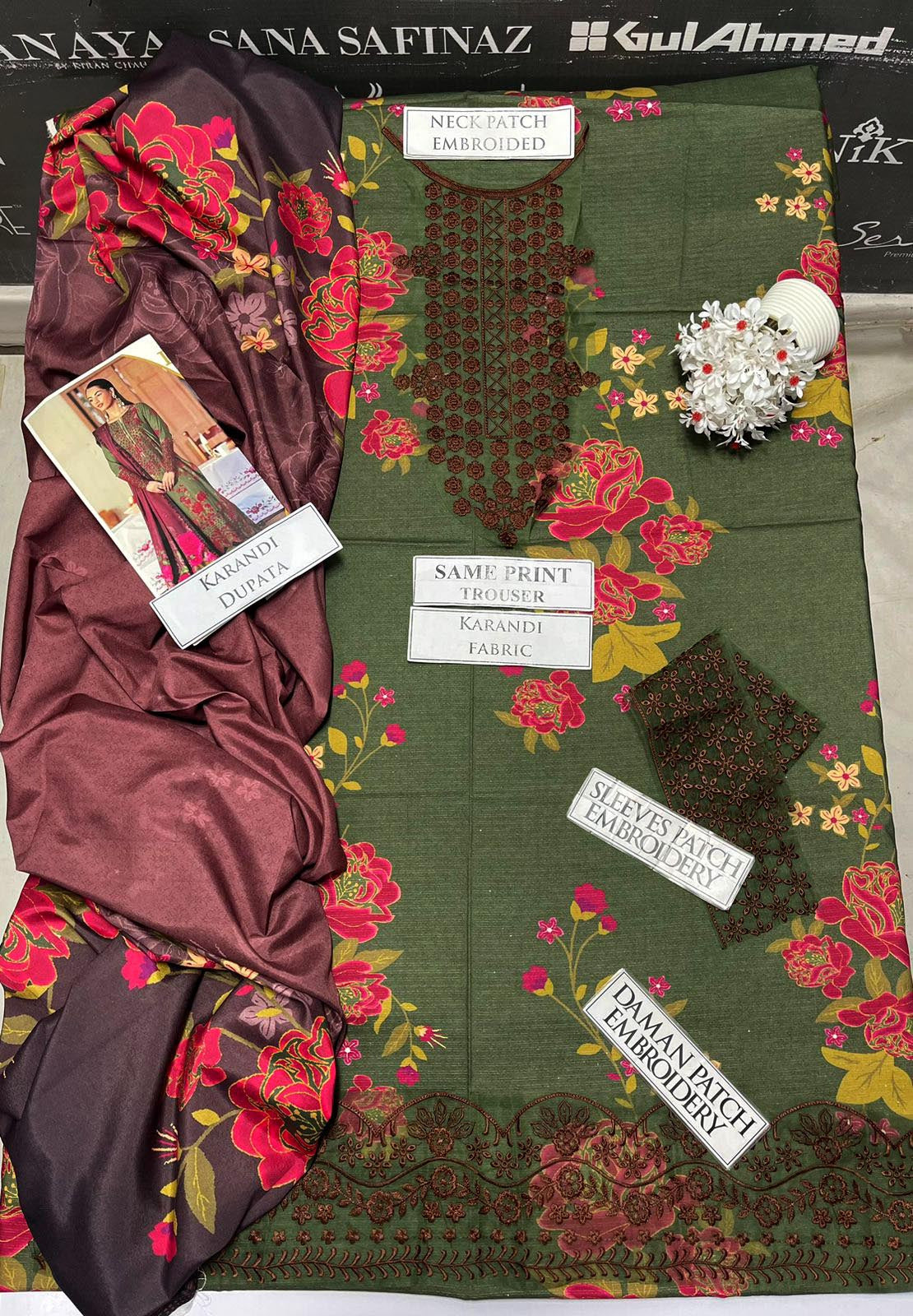 DFW-1129 Iznik Embroidery 3PC Karandi Suit