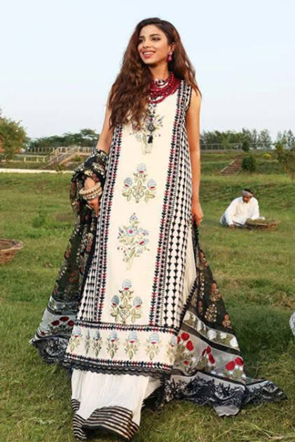 DFW-250 Chrimson Embroidery 3Pc Lawn Dress