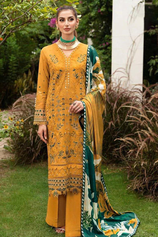 DFW-923 Ramsha Heavy Embroidery 3PC Linen Suit