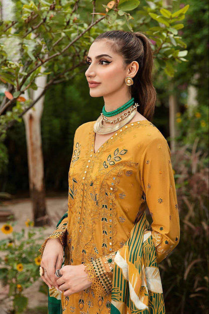 DFW-923 Ramsha Heavy Embroidery 3PC Linen Suit