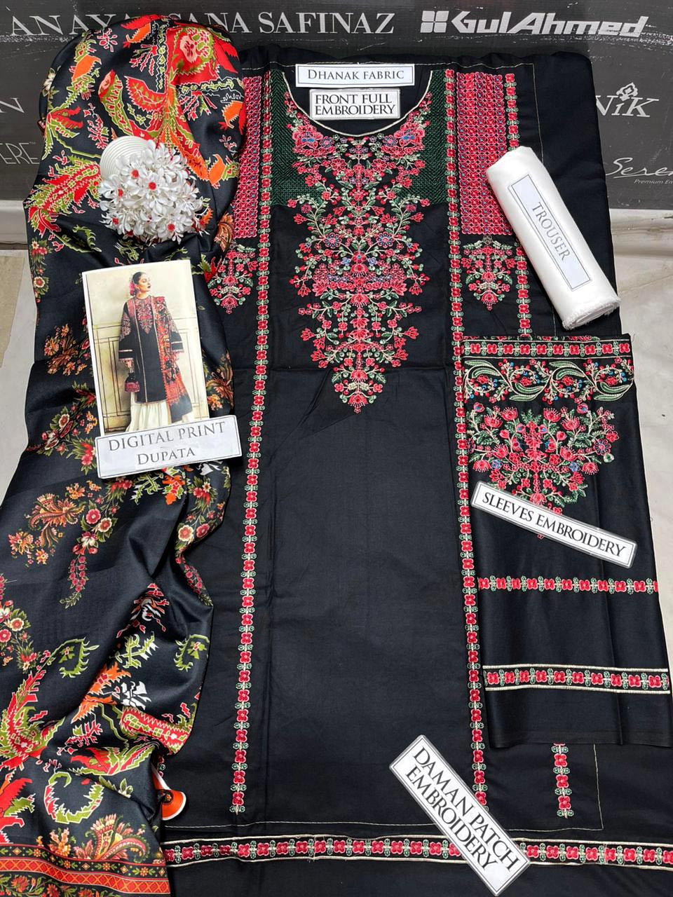 DFW-1073 Hussain Rehar Heavy Embroidery 3PC Dhanak Suit
