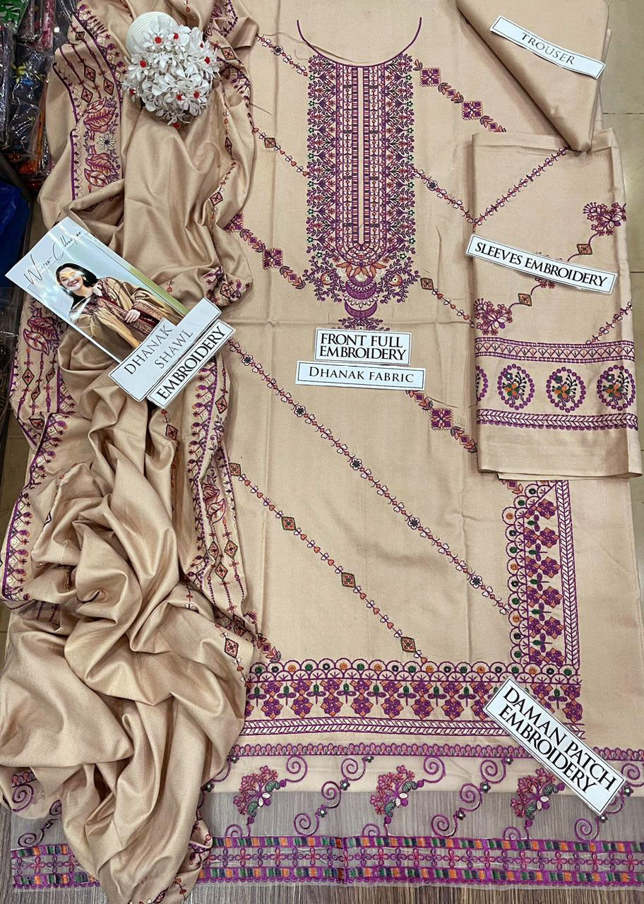 DFW-1207 Florent Embroidery 3PC Dhanak Suit