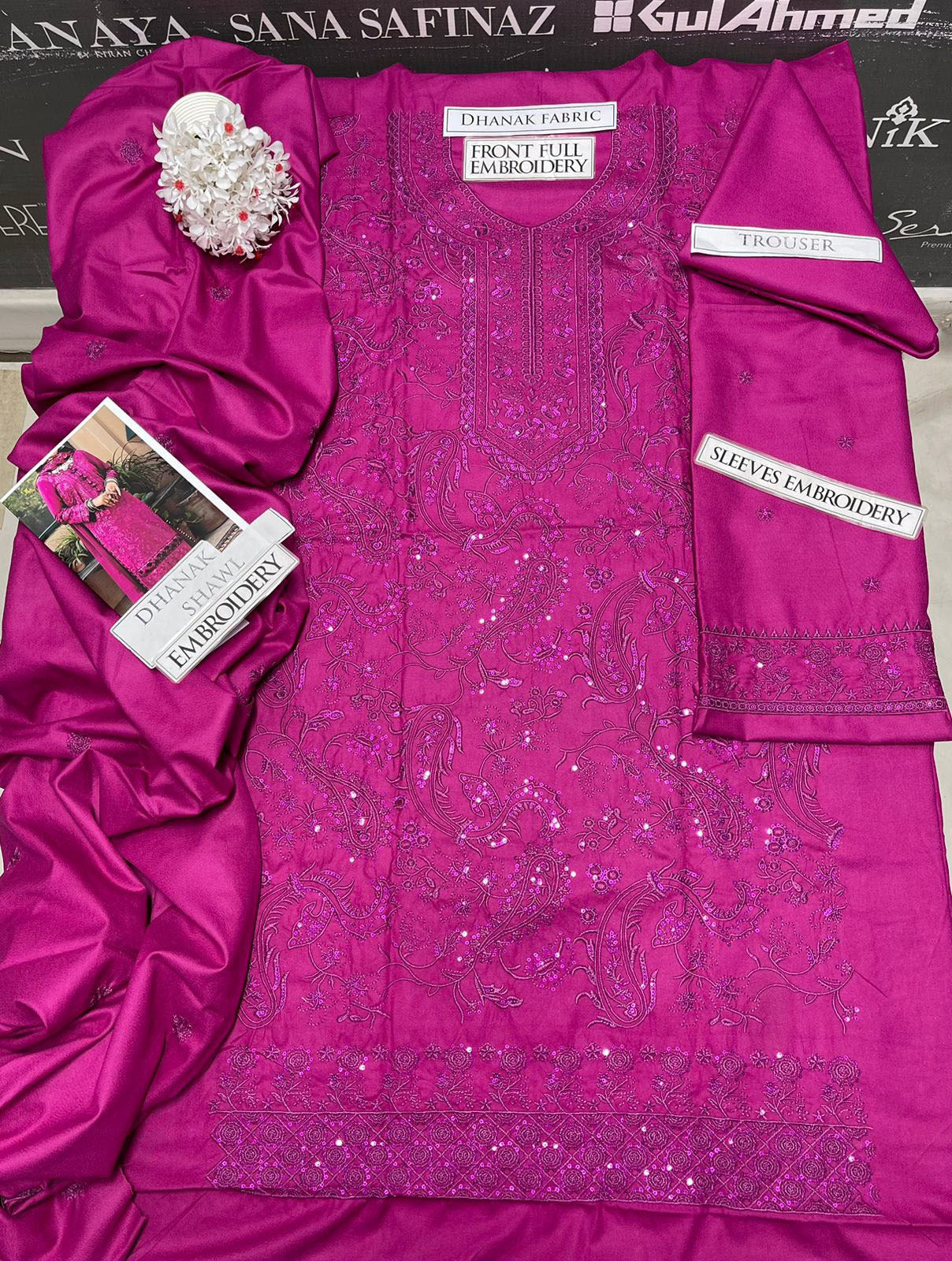 DFW-1135 Asim Jofa Heavy  Embroidery 3PC Dhanak Suit