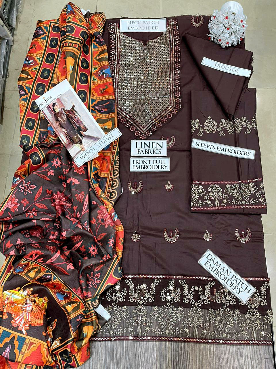 DFW-1259 Asim Jofa Embroidery 3PC Linen Suit