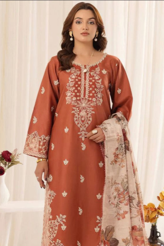 DFW-304 Baroque Heavy Embroidery 3Pc Lawn Dress