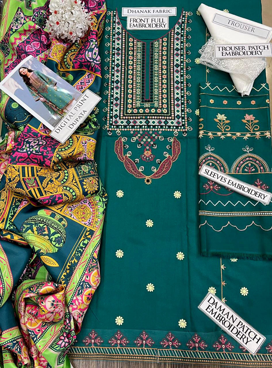DFW-1217 Zara Shah Jahan Embroidery 3PC Dhanak Suit