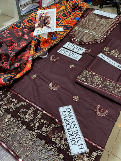 DFW-1259 Asim Jofa Embroidery 3PC Linen Suit