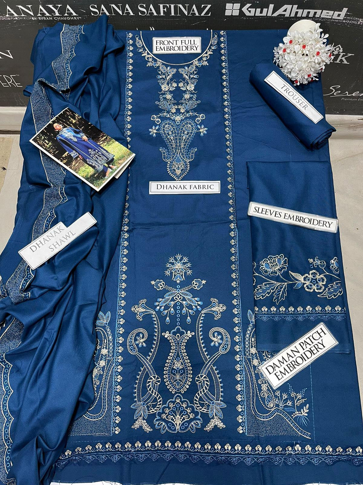 DFW-1052 Sapphire Embroidery 3PC Dhanak Suit