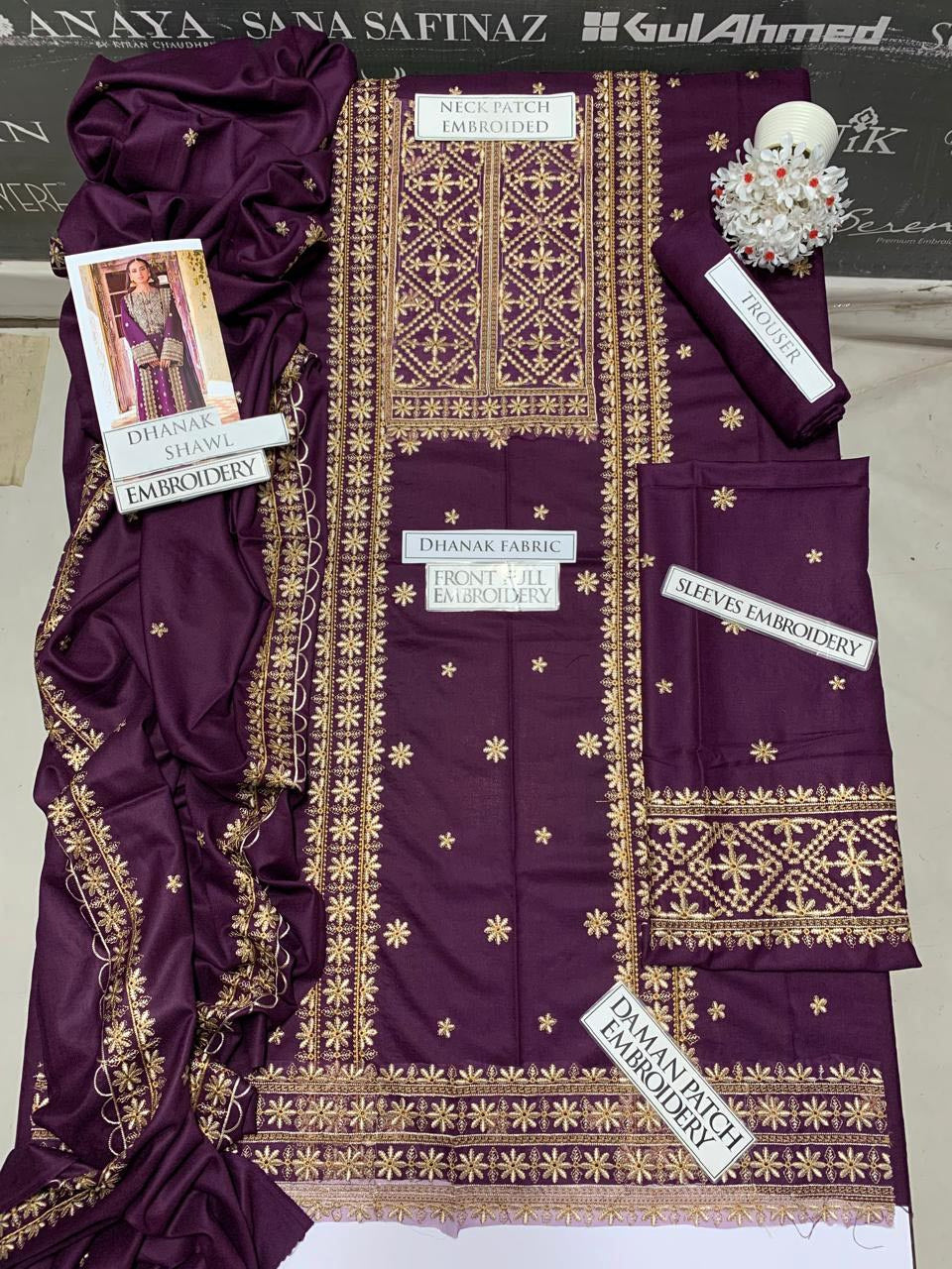 DFW-1067 Asim Jofa Heavy Embroidery 3PC Dhanak Suit