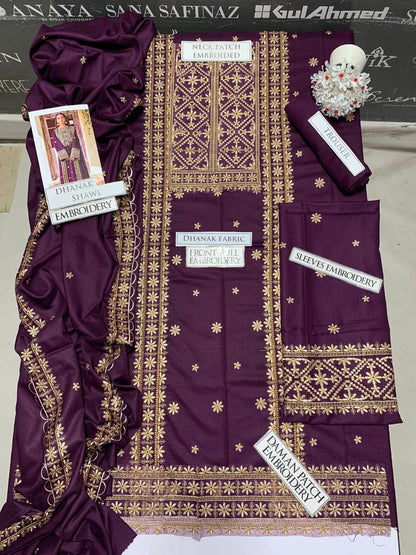 DFW-1067 Asim Jofa Heavy Embroidery 3PC Dhanak Suit