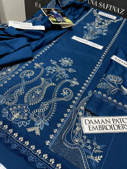 DFW-1052 Sapphire Embroidery 3PC Dhanak Suit