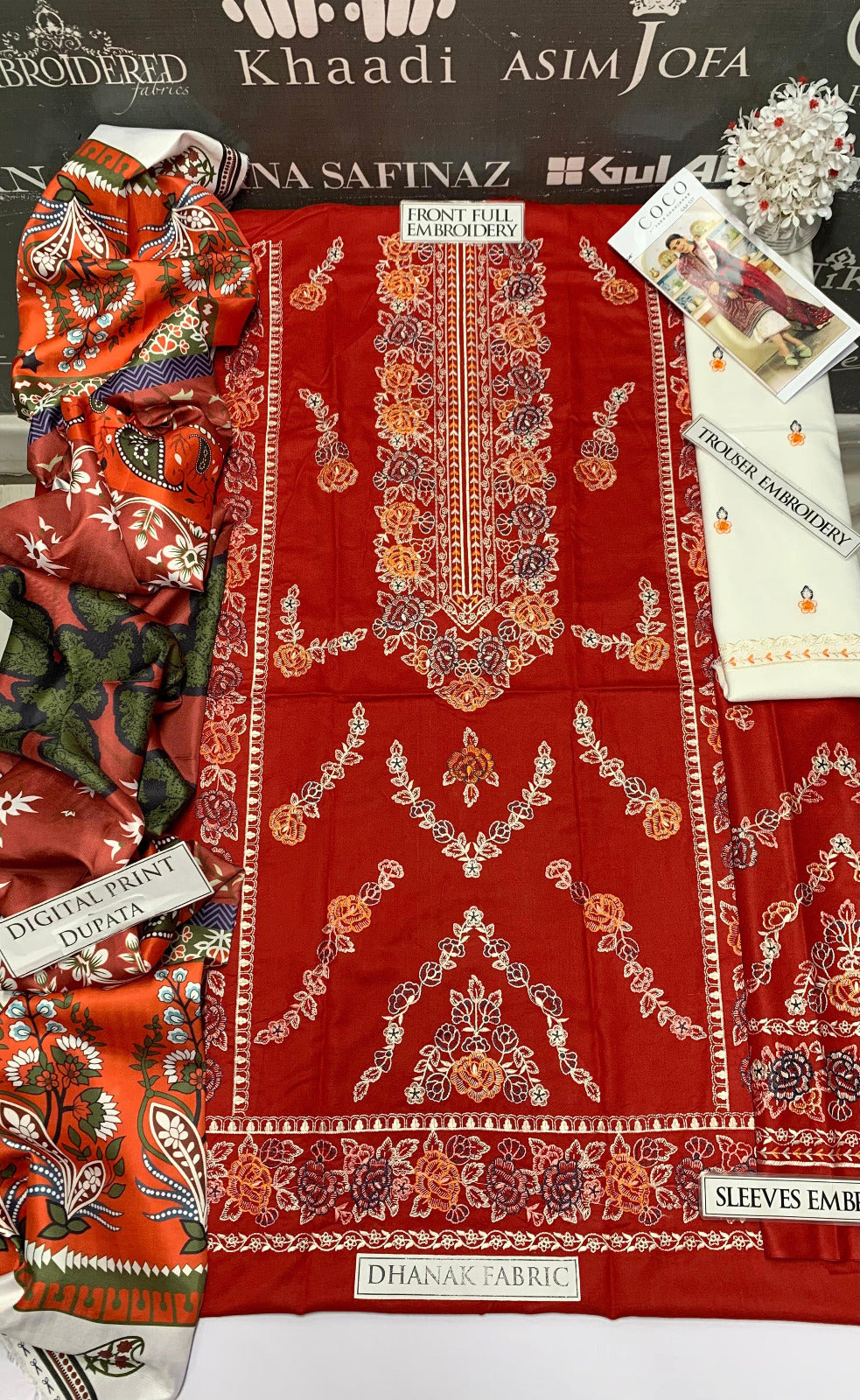 DFW-978 CoCo Heavy Embroidery 3PC Dhanak Suit