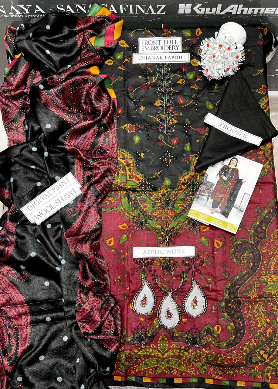 DFW-1182 Baroque Embroidery 3PC Dhanak Suit