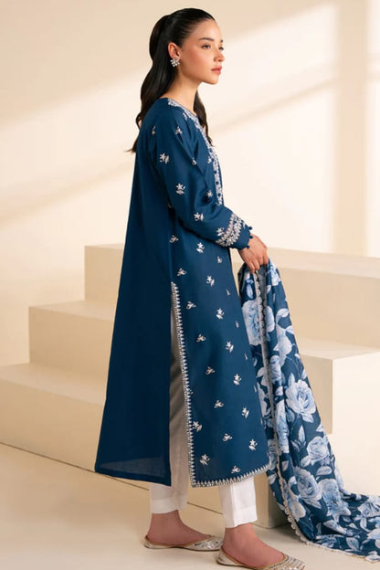 DFW-968 Cross  Stich Heavy Embroidery 3PC Linen Suit