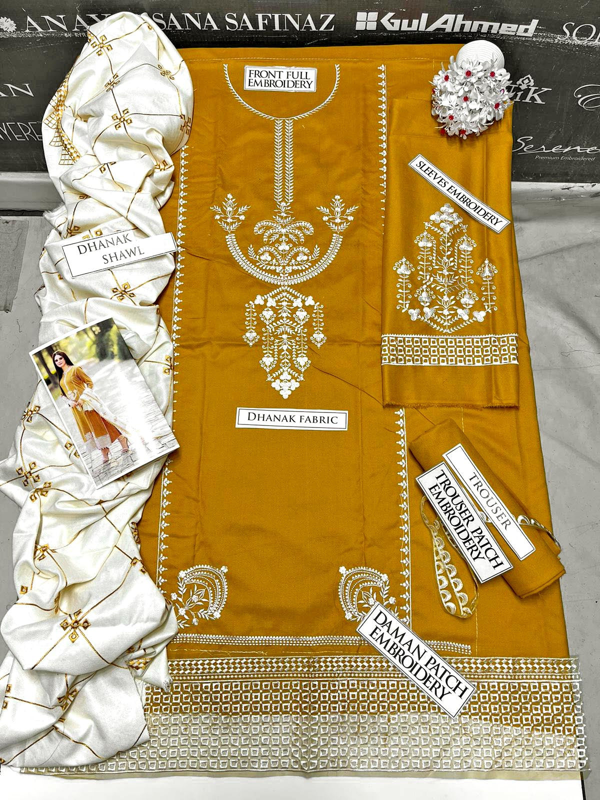 DFW-1001 A Sling Embroidery 3PC Dhanak Suit