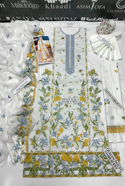 DFW-706 Zaha Heavy Embroidery 3Pc Lawn Suit