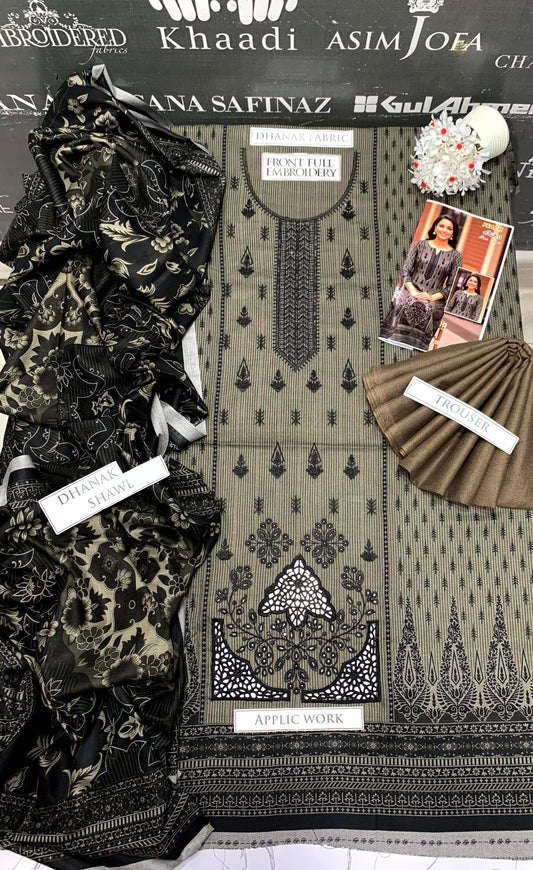 DFW-952 BJ Textile Heavy Embroidery 3PC Dhanak Suit