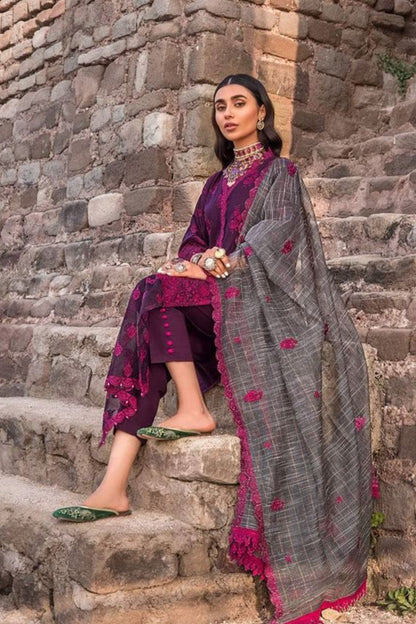 DFW-344 Maria B Heavy Embroidery 3Pc Lawn Suit